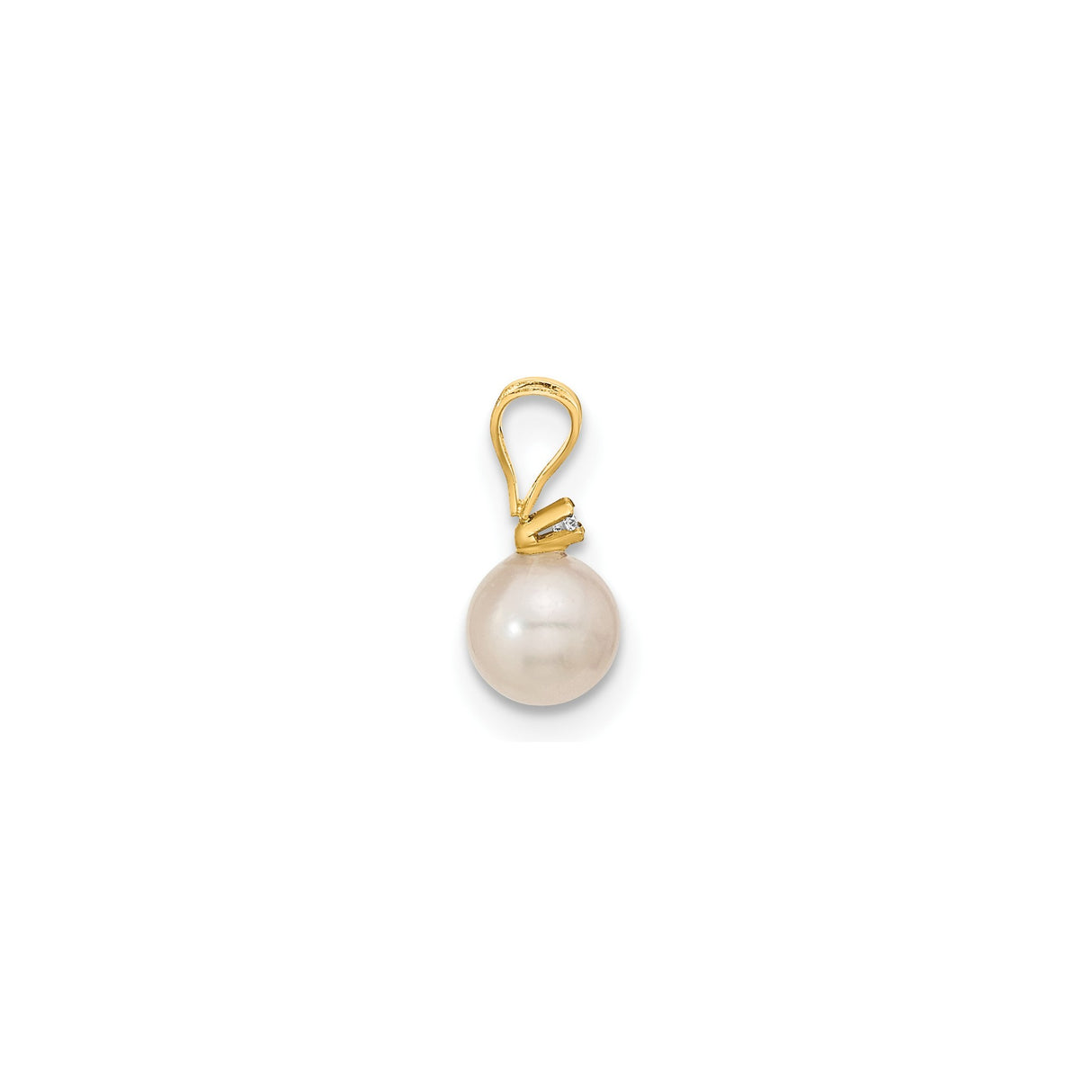 5-6mm Akoya Cultured Pearl Diamond Earrings Charm Pendant in Real 14k Yellow Gold