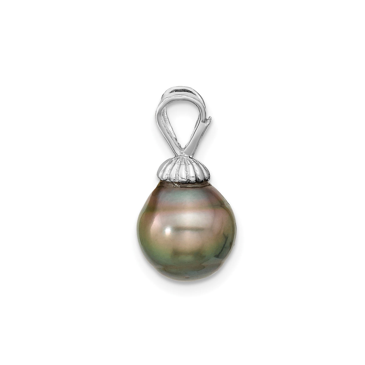 14k White Gold Pendant with Tahitian Pearl, Minimalist Fine Jewelry for Women