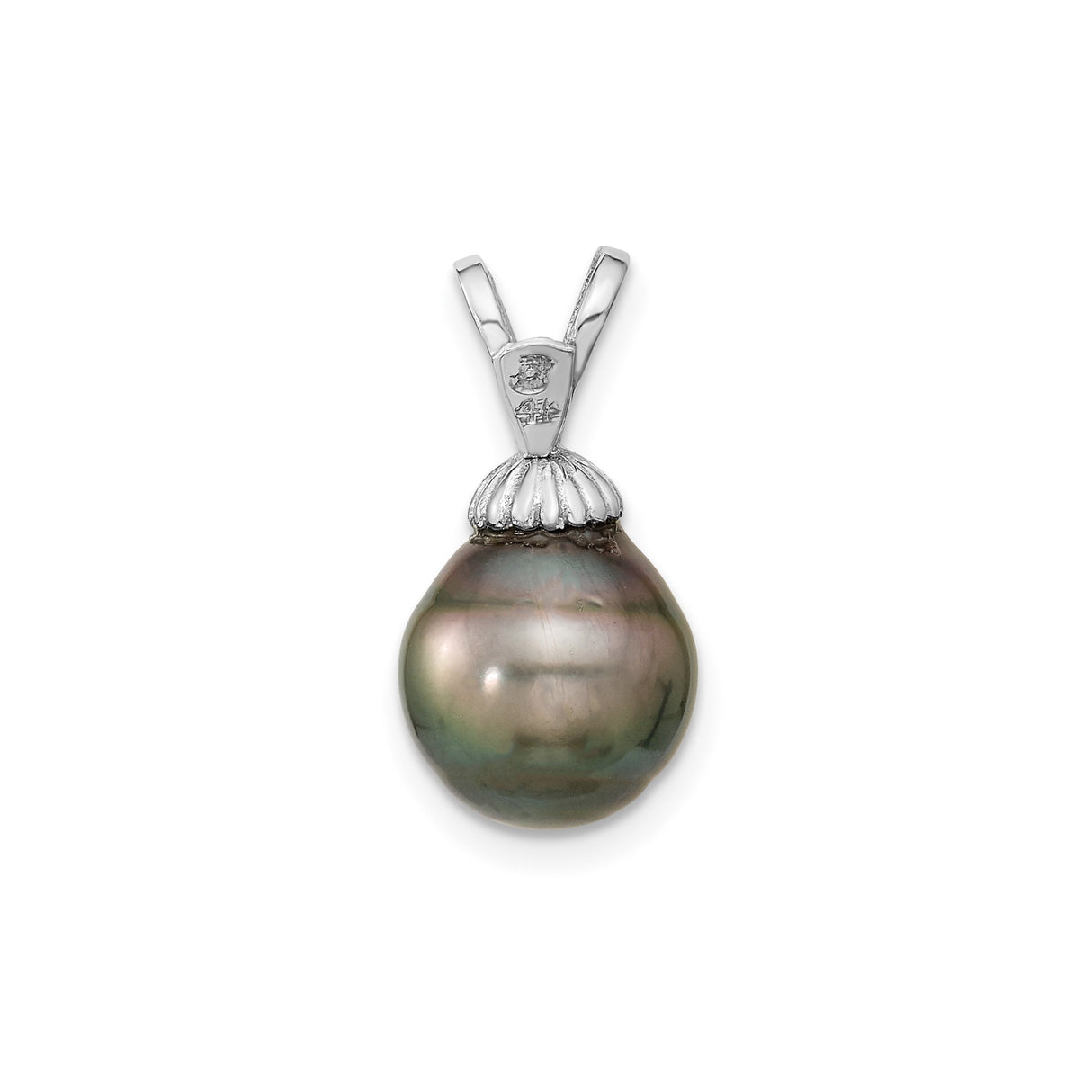 14k White Gold Pendant with Tahitian Pearl, Minimalist Fine Jewelry for Women
