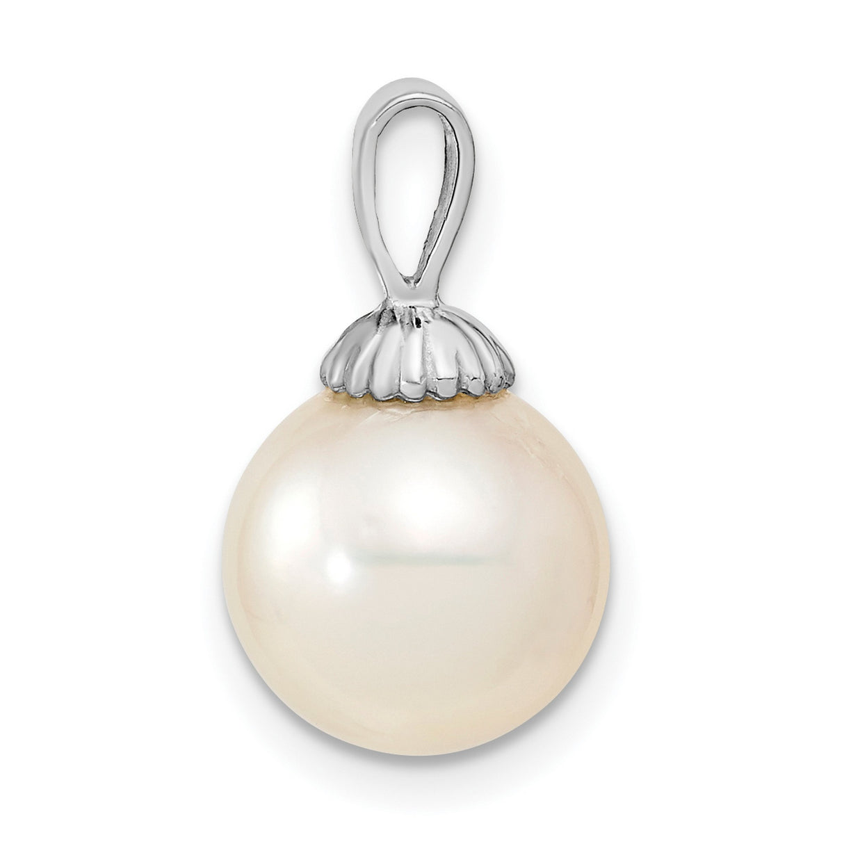 14k White Gold Pendant with Round Cultured Pearl, Classic Jewelry for Women