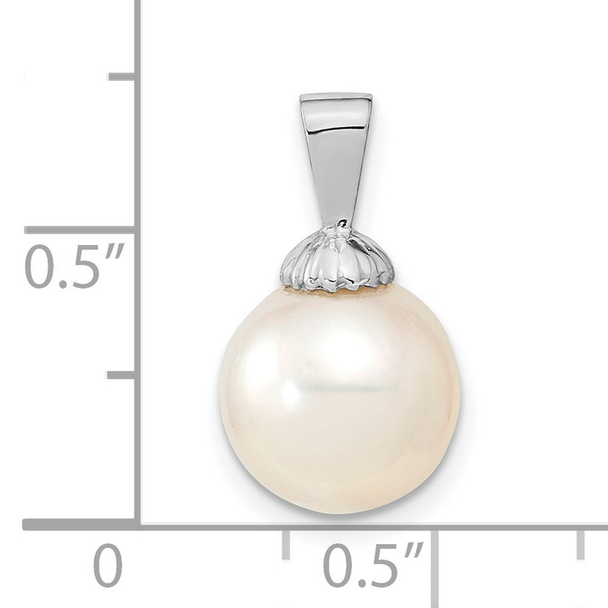 14k White Gold Pendant with Round Cultured Pearl, Classic Jewelry for Women
