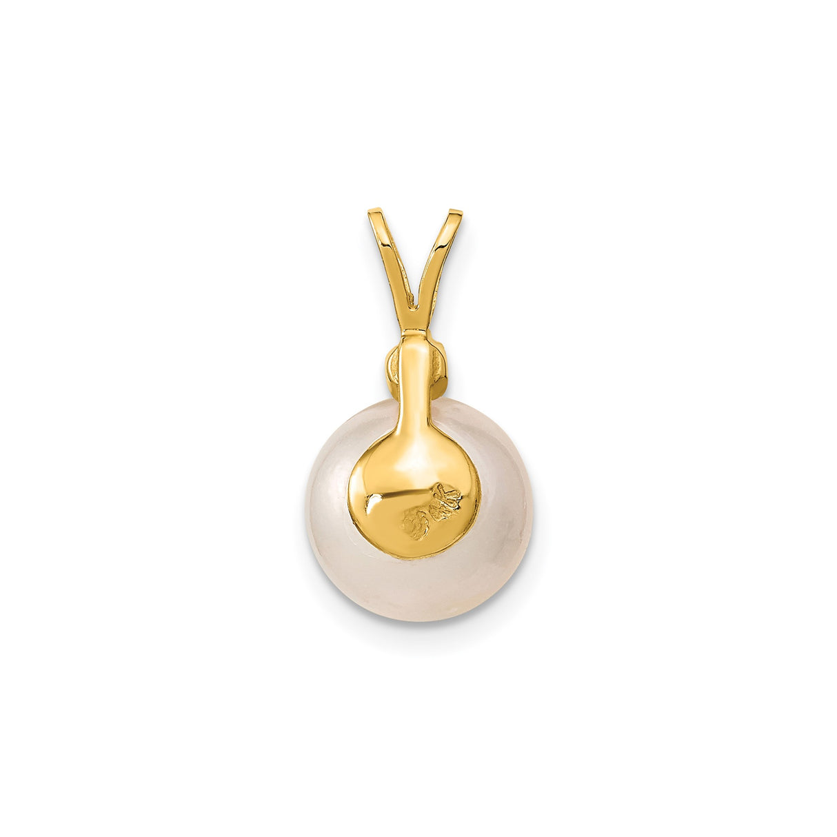 14k Yellow Gold Pendant with Round White Cultured Pearl and Diamond Accent