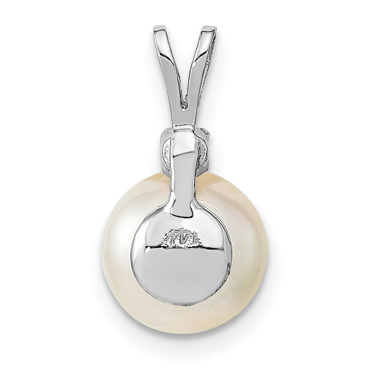 14k White Gold Pearl Pendant with Diamond Accent, Timeless Bridal or Formal Jewelry