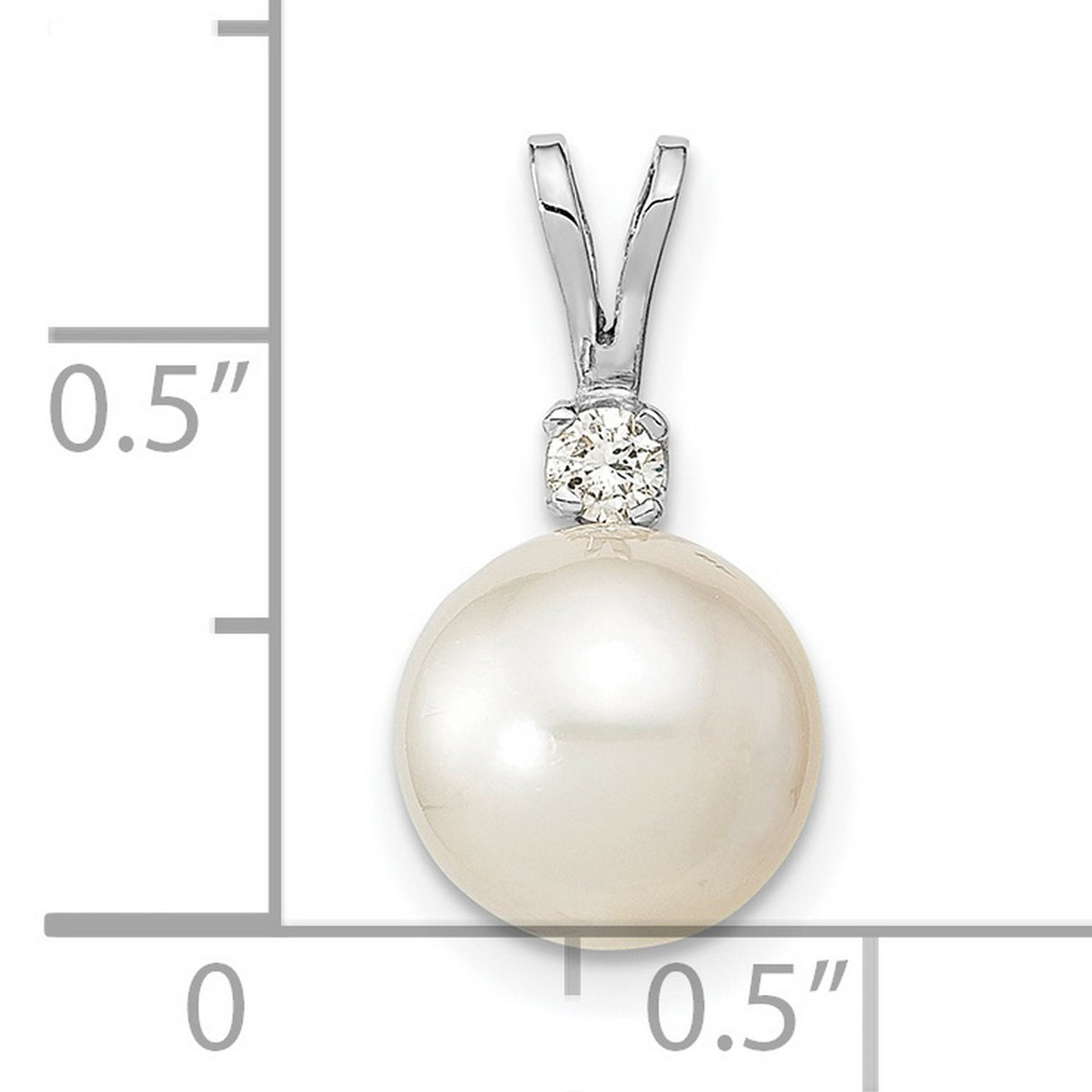 14k White Gold Pearl Pendant with Diamond Accent, Timeless Bridal or Formal Jewelry