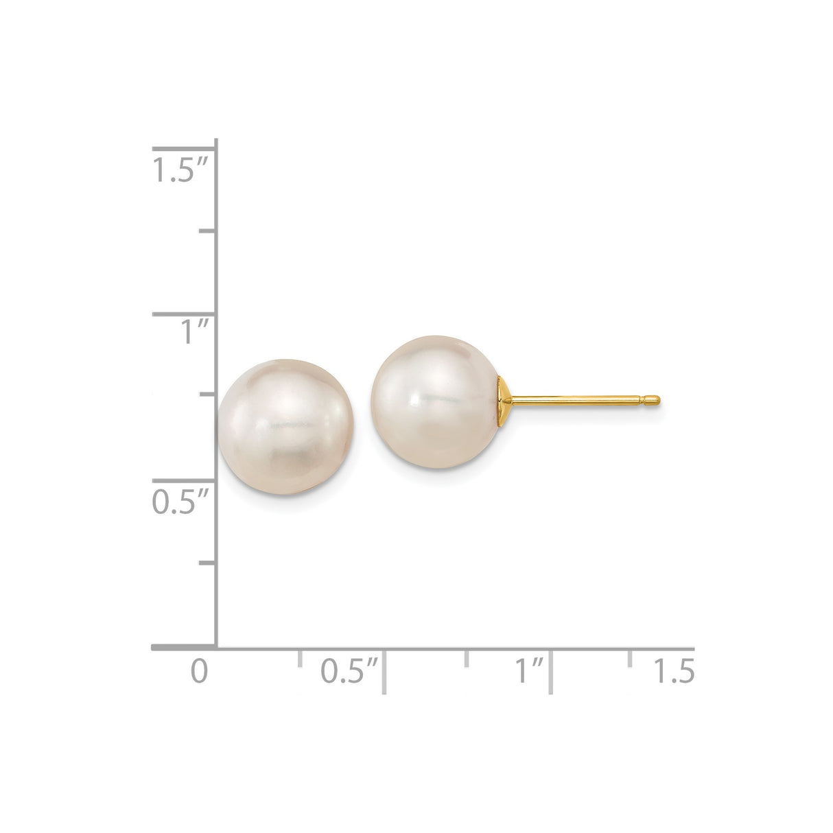 14k Yellow Gold Stud Earrings with Cultured Pearl, Classic Minimalist Design for Women