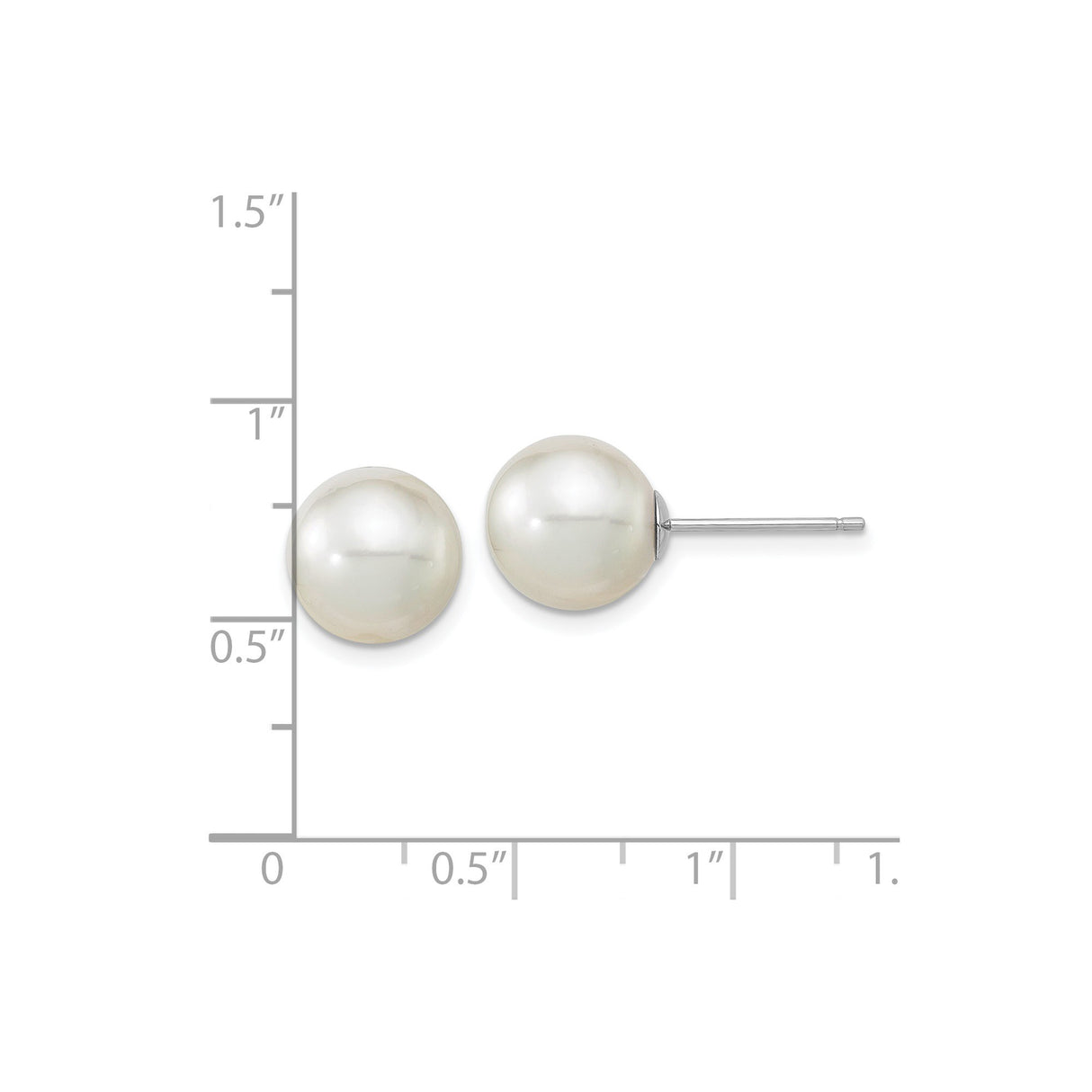 14k White Gold Stud Earrings with Cultured Pearl, Classic Round Design for Women