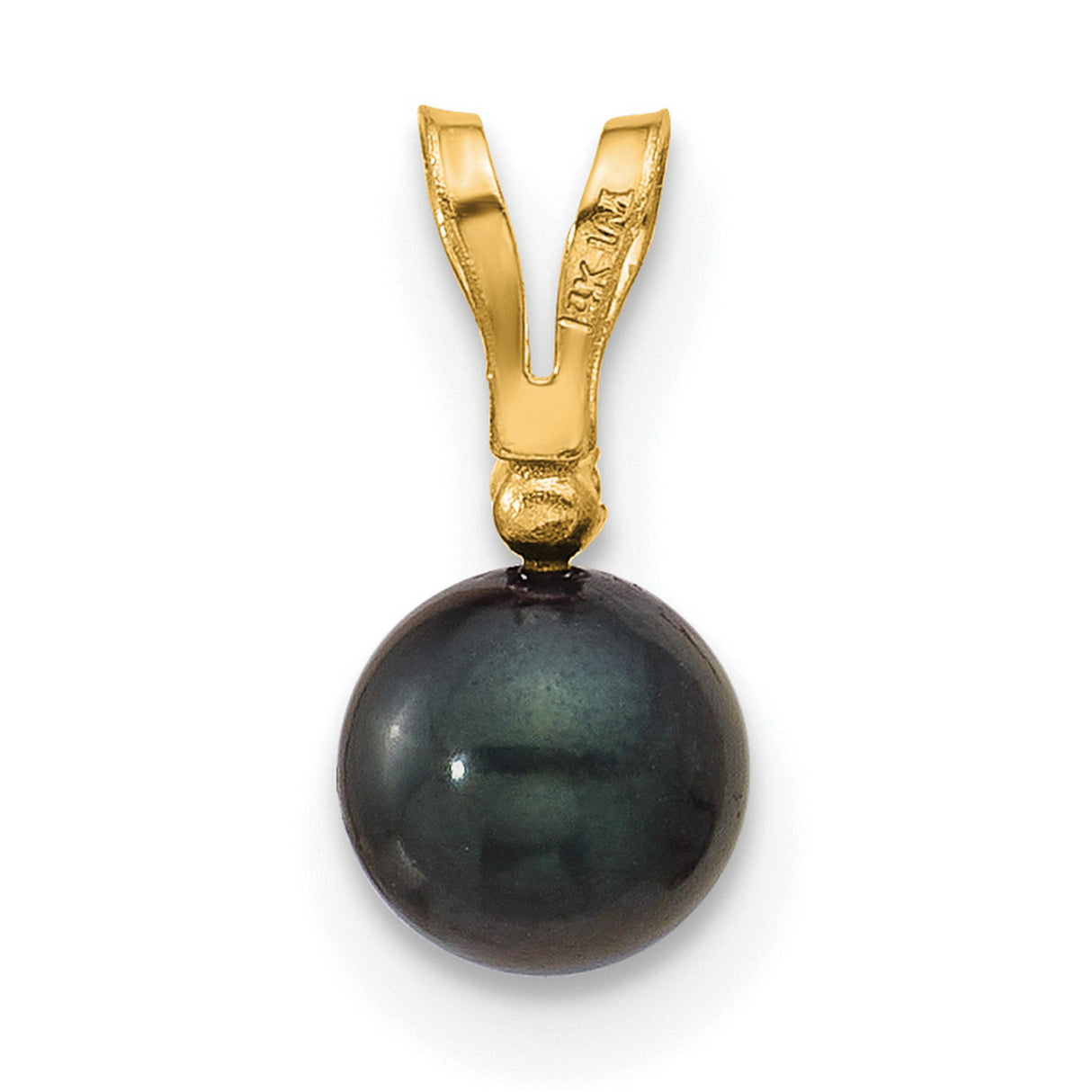 14k Yellow Gold Pendant with Black Cultured Akoya Pearl and Diamond Accent, Drop Style Charm