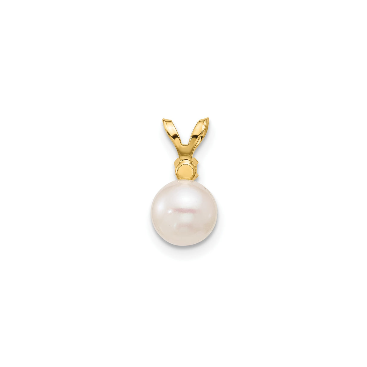 14k Yellow Gold Pendant with White Pearl and Diamond Accent, Classic Style for Women