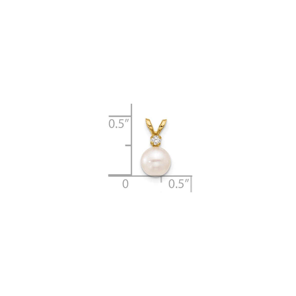 14k Yellow Gold Pendant with White Pearl and Diamond Accent, Classic Style for Women