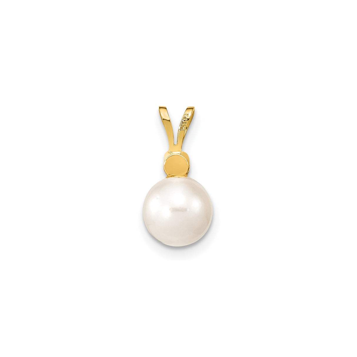 14k Yellow Gold Pendant with White Akoya Pearl and Diamond Accent, Classic Bridal Jewelry