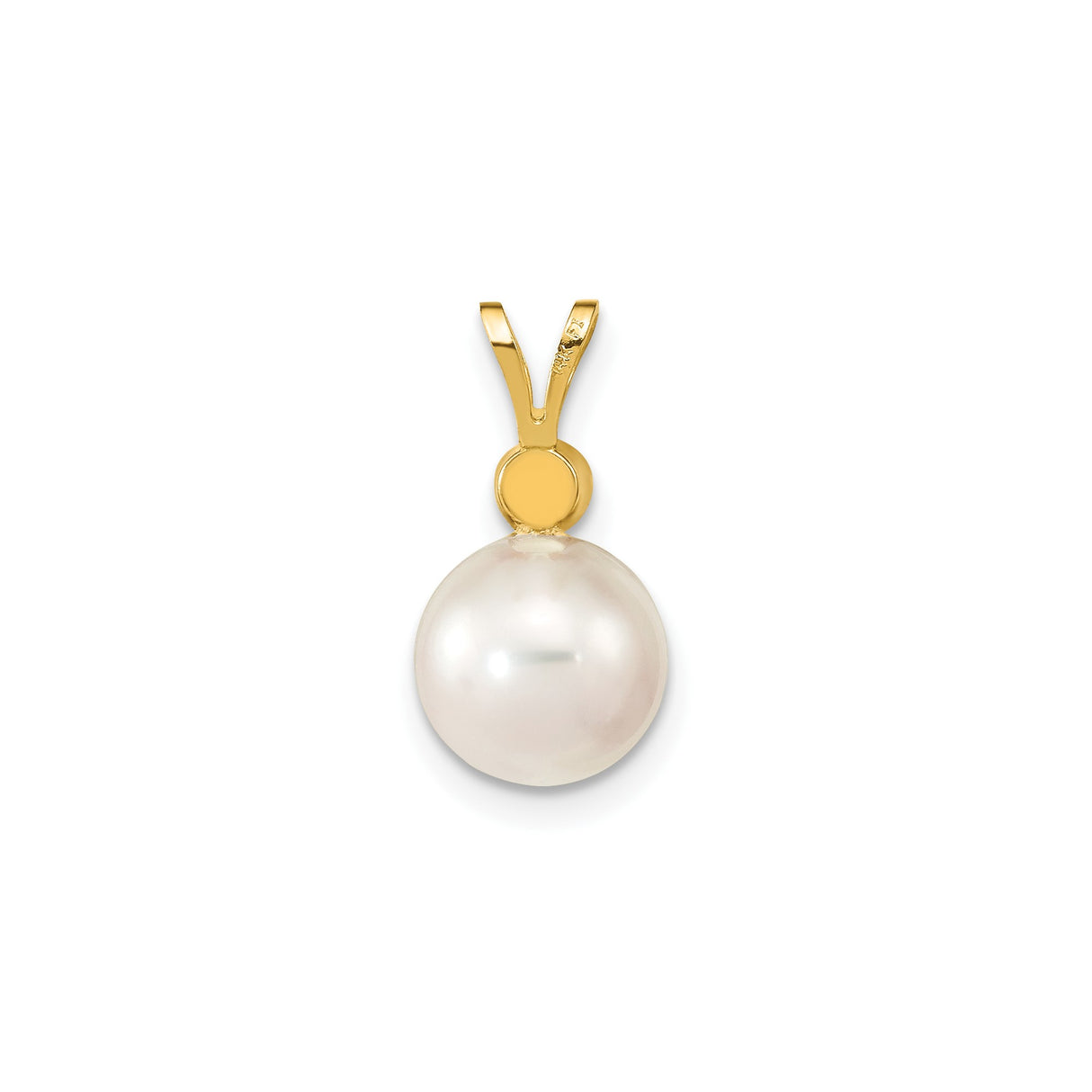 14k Yellow Gold Pendant with White Cultured Pearl and Diamond Accent, Classic Minimalist Design