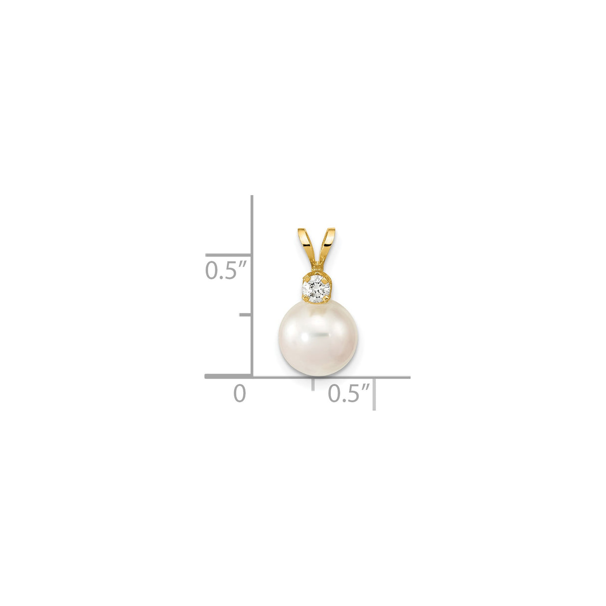 14k Yellow Gold Pendant with White Cultured Pearl and Diamond Accent, Classic Minimalist Design