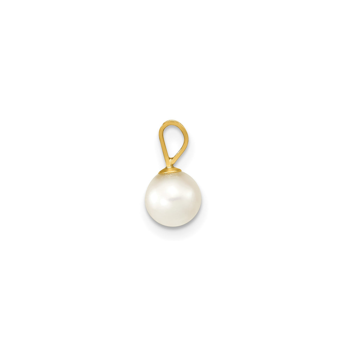 14k Yellow Gold Pendant with Cultured White Akoya Pearl, Minimalist Bridal Jewelry