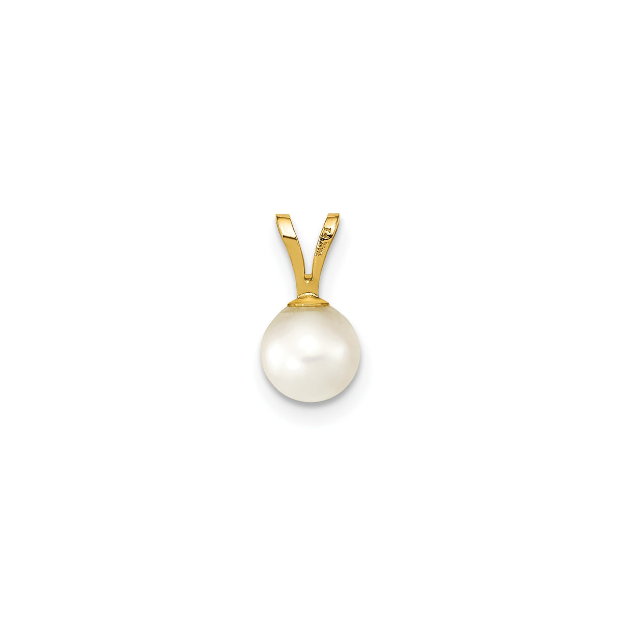 14k Yellow Gold Pendant with Cultured White Akoya Pearl, Minimalist Bridal Jewelry