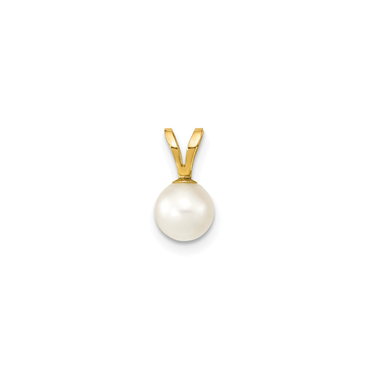 14k Yellow Gold Pendant with Cultured White Akoya Pearl, Minimalist Bridal Jewelry