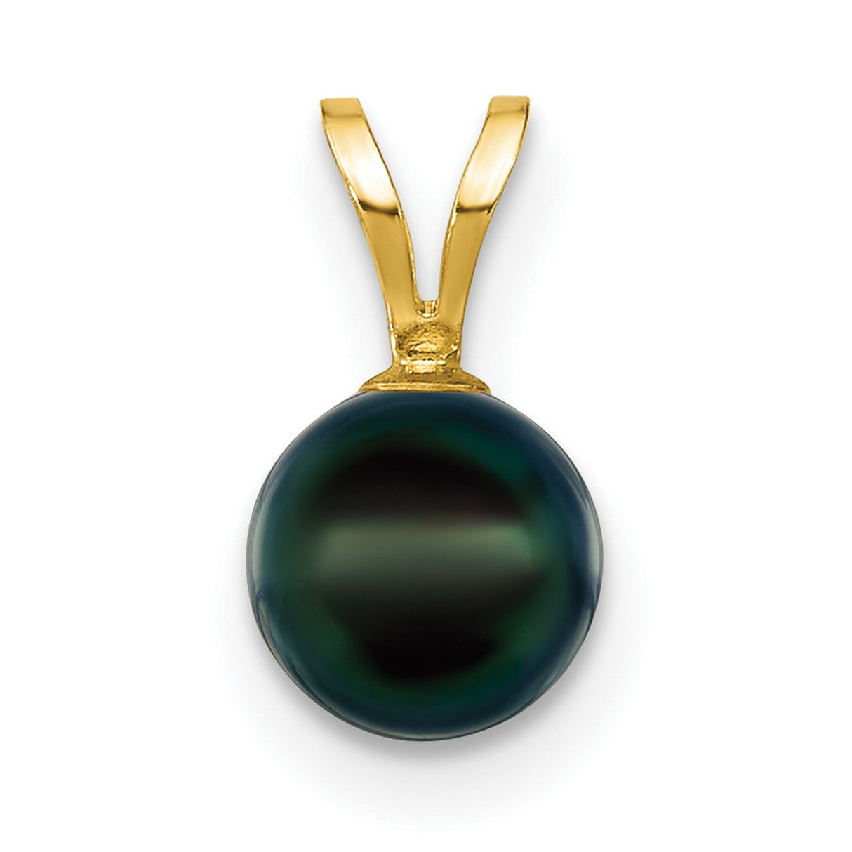 14k Yellow Gold Pendant with Black Tahitian Pearl, Classic Formal Style for Women