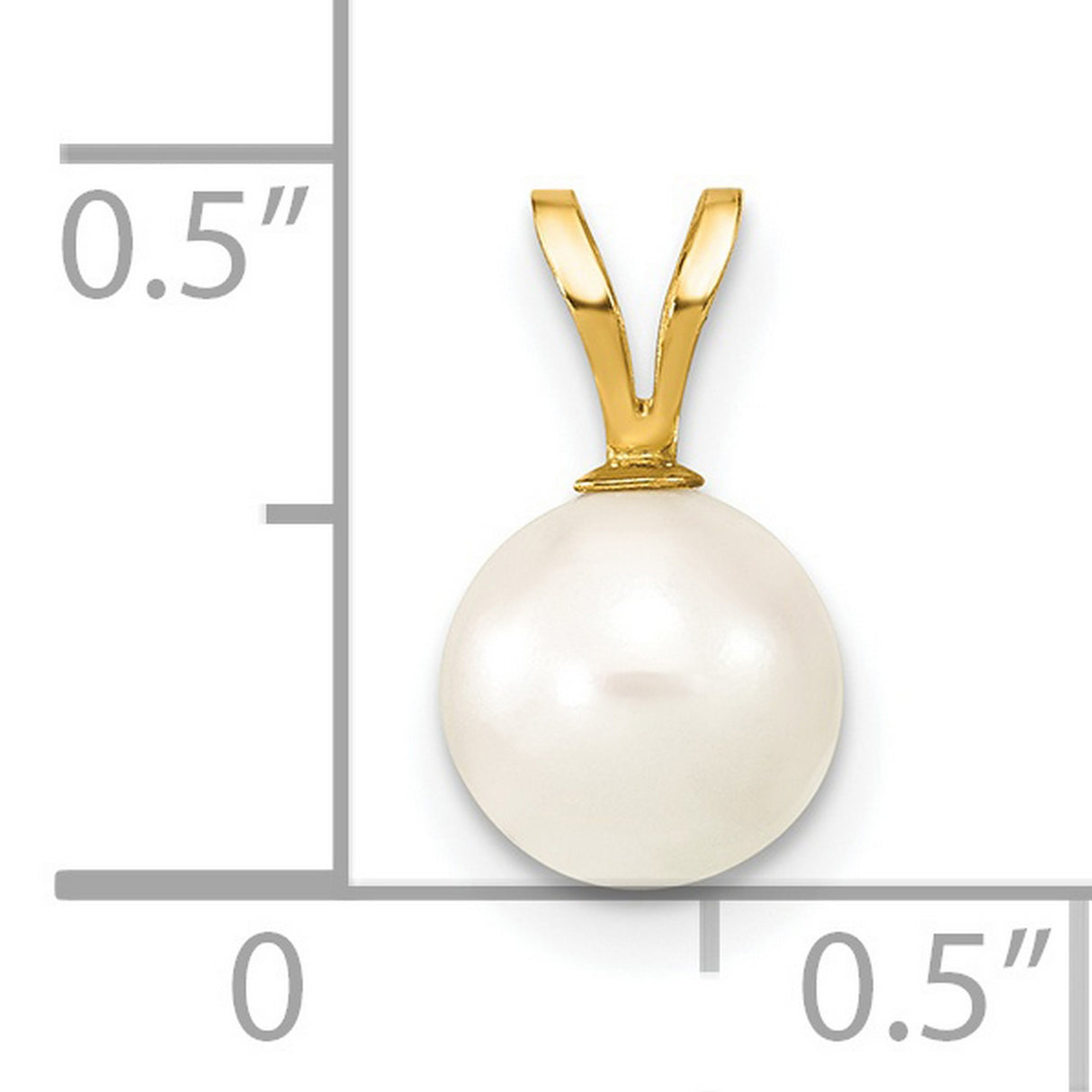 14k Yellow Gold Pendant with White Pearl, Classic V Bail, Timeless Minimalist Design for Women
