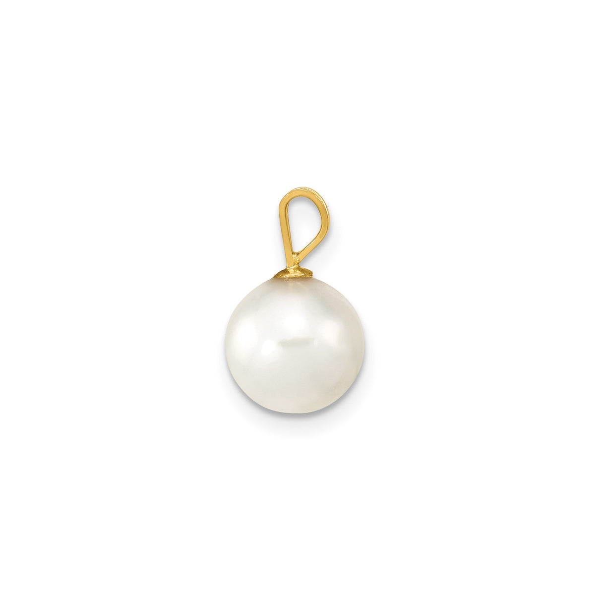 14k Yellow Gold Pendant with White Cultured Pearl, Classic Jewelry for Women