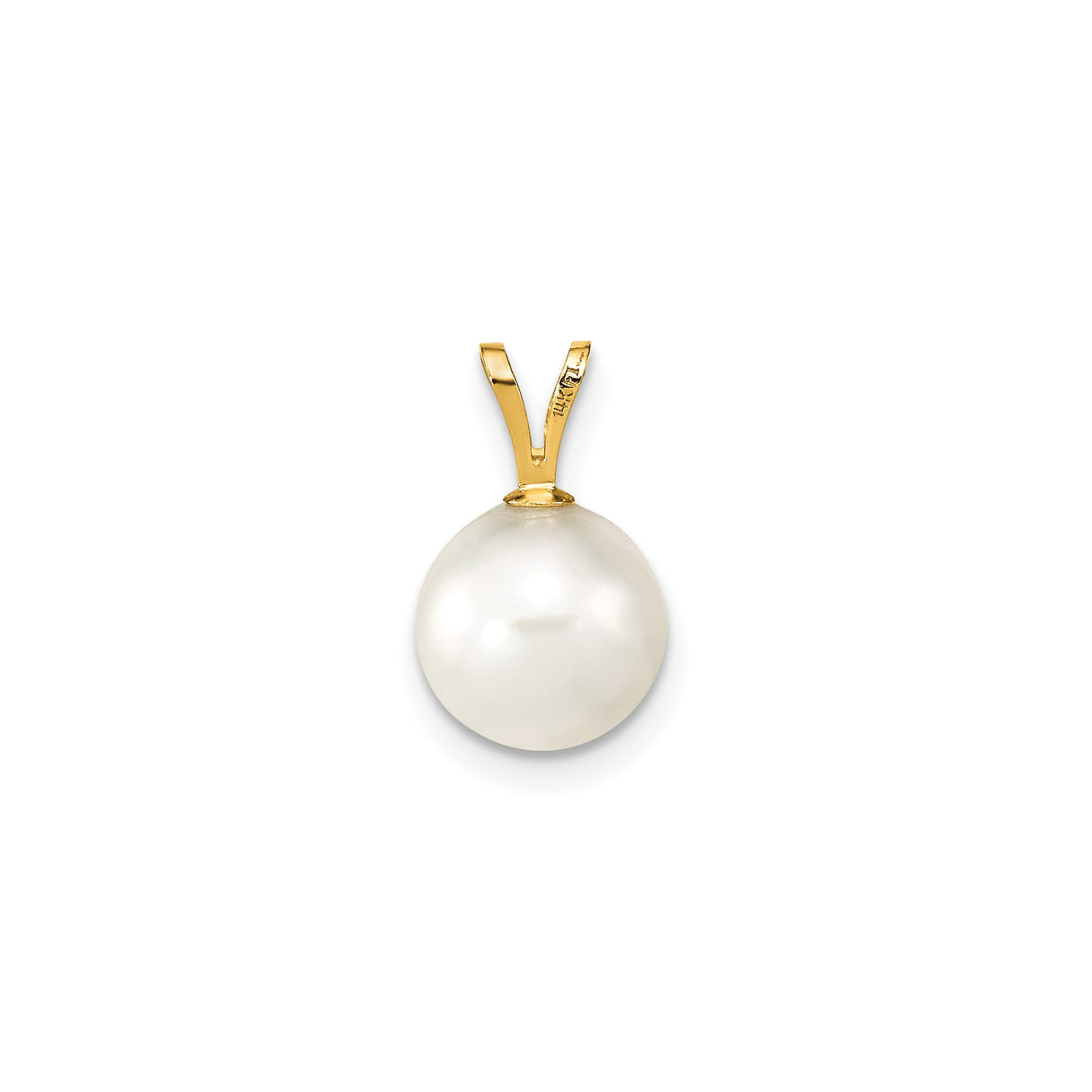 14k Yellow Gold Pendant with White Cultured Pearl, Classic Jewelry for Women