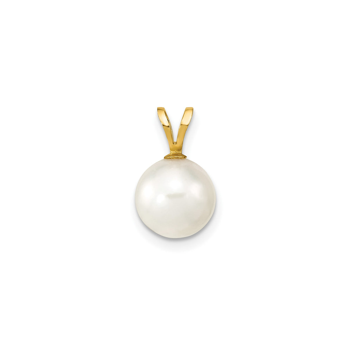 14k Yellow Gold Pendant with White Cultured Pearl, Classic Jewelry for Women