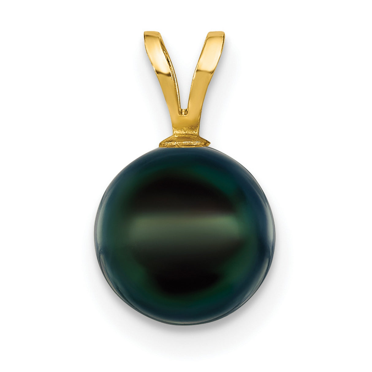 14k Yellow Gold Pendant with Black Tahitian Pearl, Modern Minimalist Design for Women