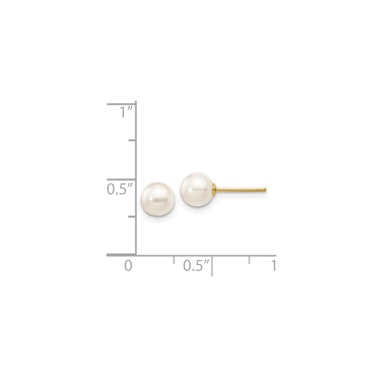 14k Yellow Gold Pearl Stud Earrings, Round White Cultured Pearls, Classic Minimalist Design