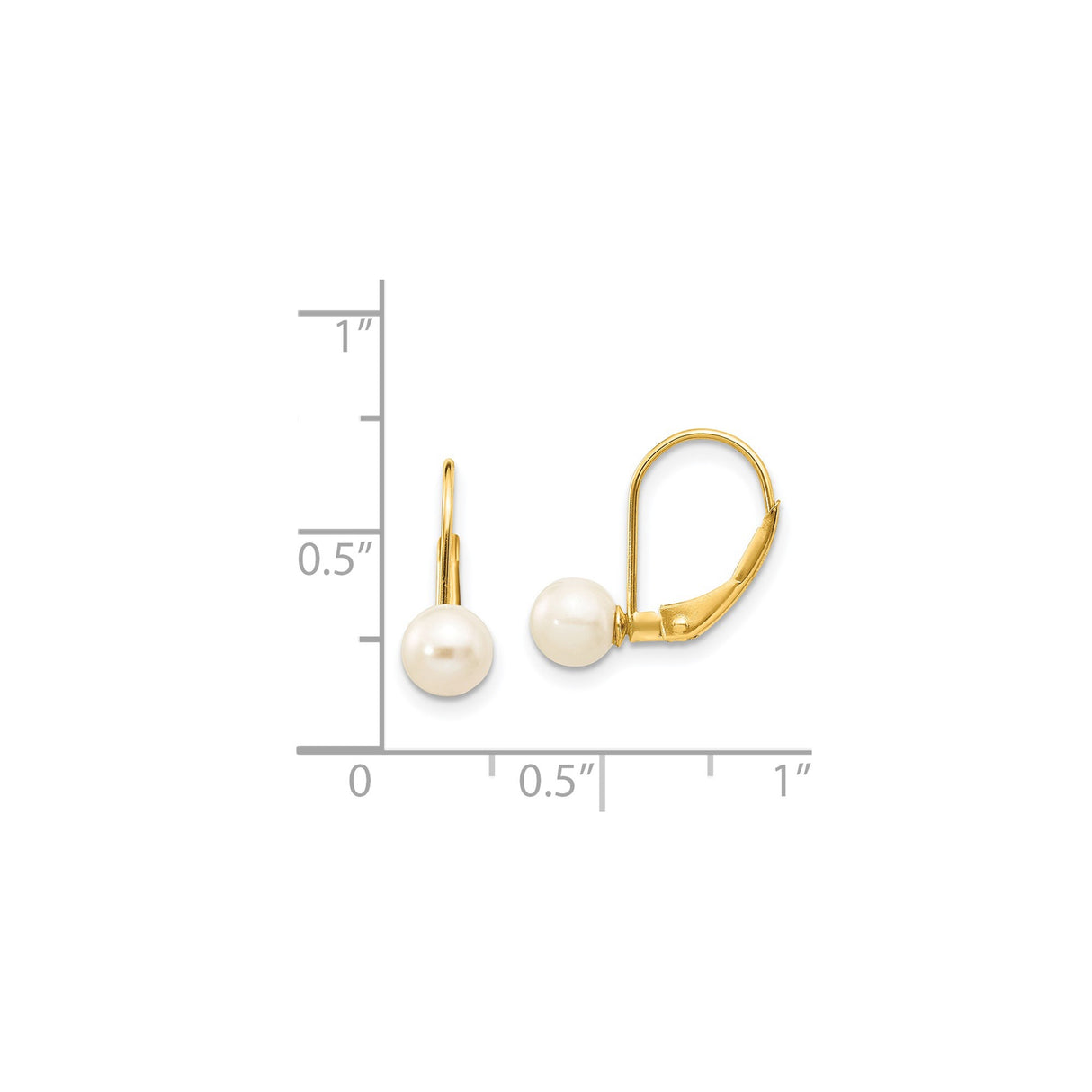 14k Yellow Gold Leverback Earrings with White Cultured Pearl Drop, Classic Bridal Style for Women