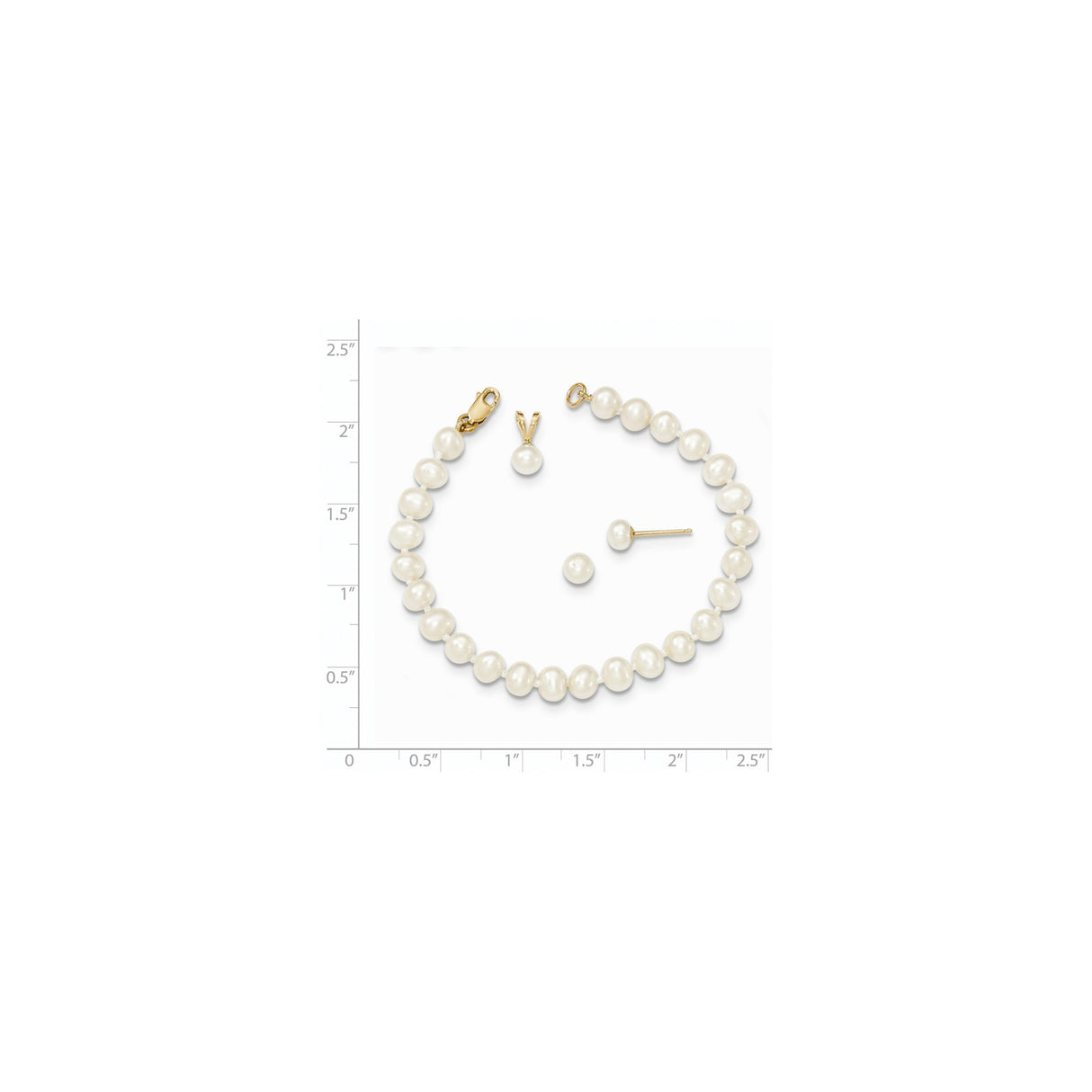 4-5mm FWC Pearl Bracelet Earrings Charm Pendant in Real 14k Yellow Gold