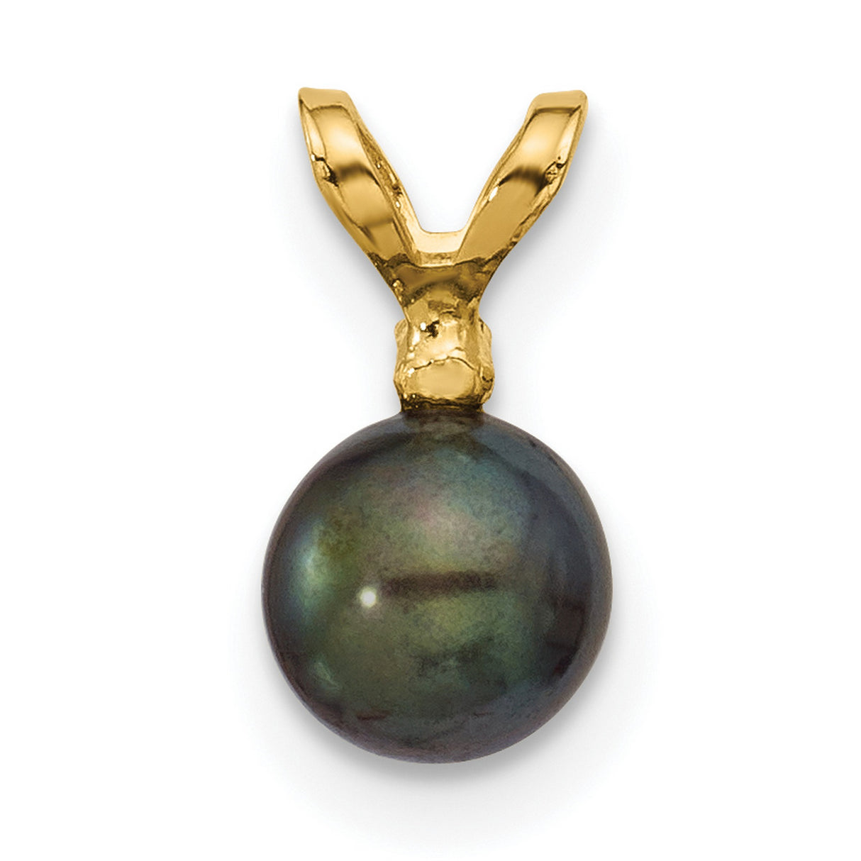 14k Yellow Gold Pendant with Black Tahitian Pearl and Diamond Accent, Classic Charm for Women
