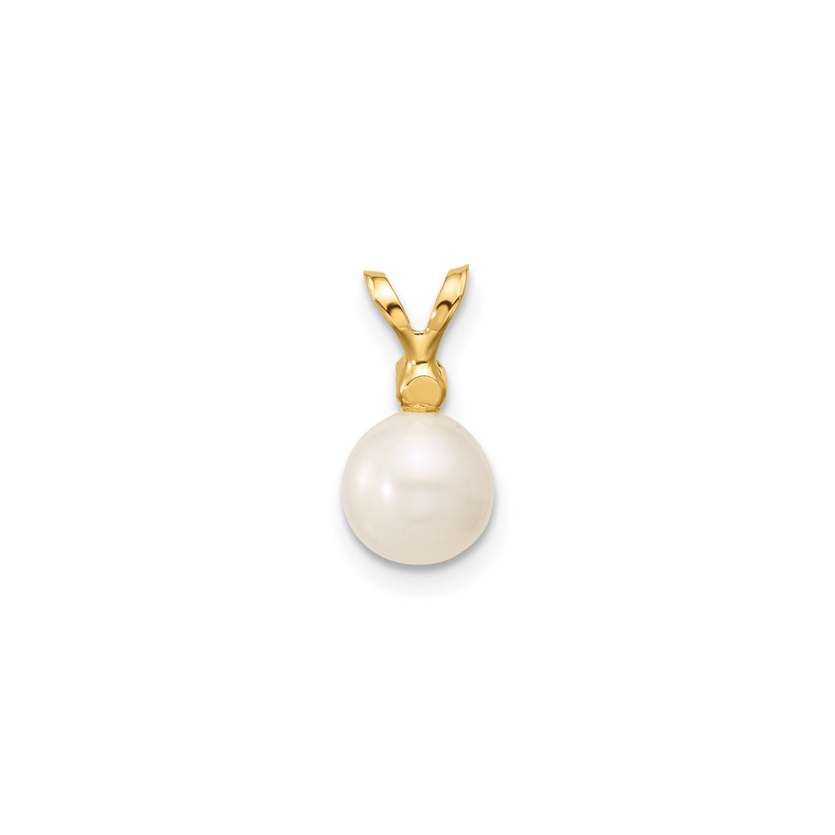 14k Yellow Gold Pendant with White Pearl and Diamond Accent, Classic Elegant Design