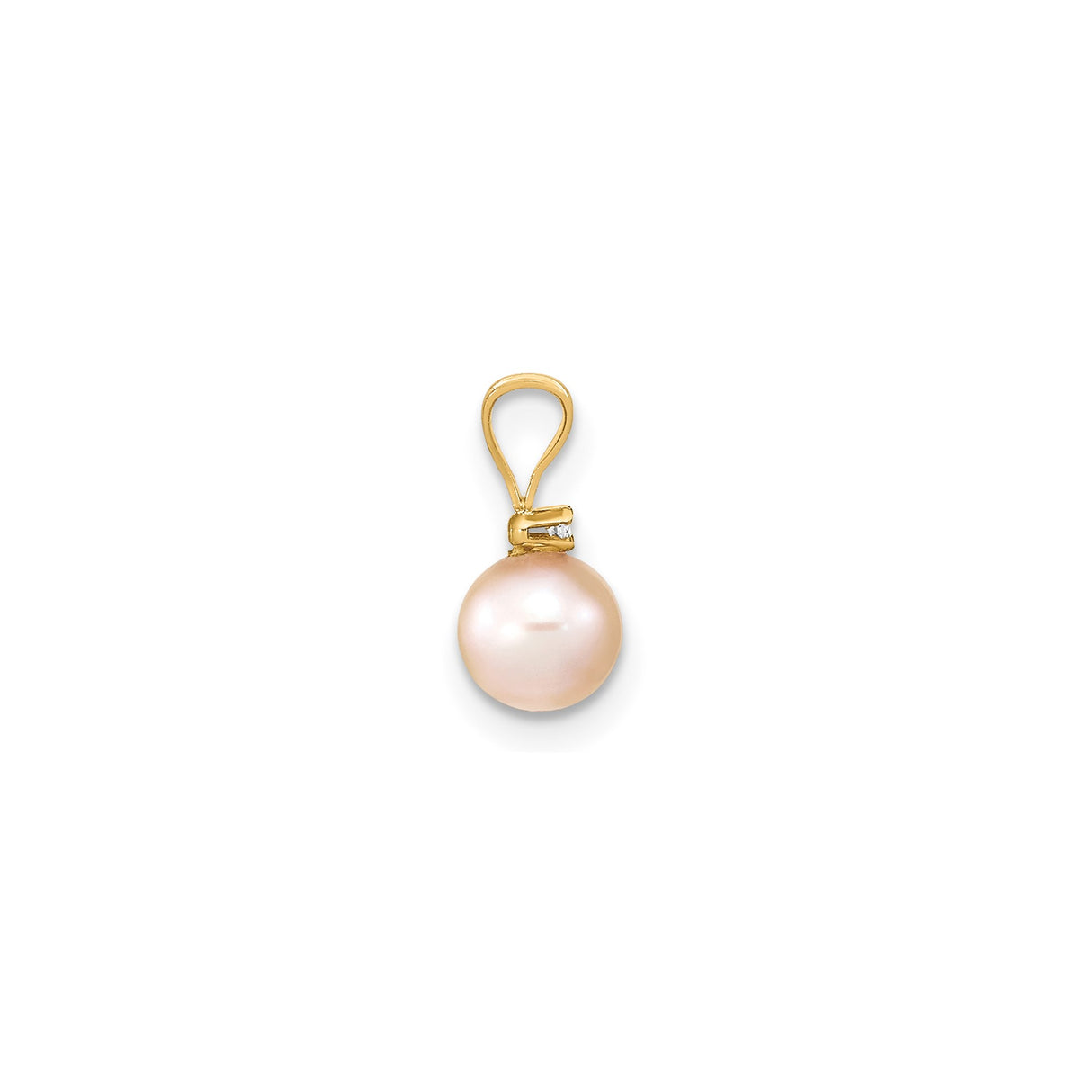 14k Yellow Gold Pendant with Cultured Pearl and Diamond Accent, Classic Charm for Women