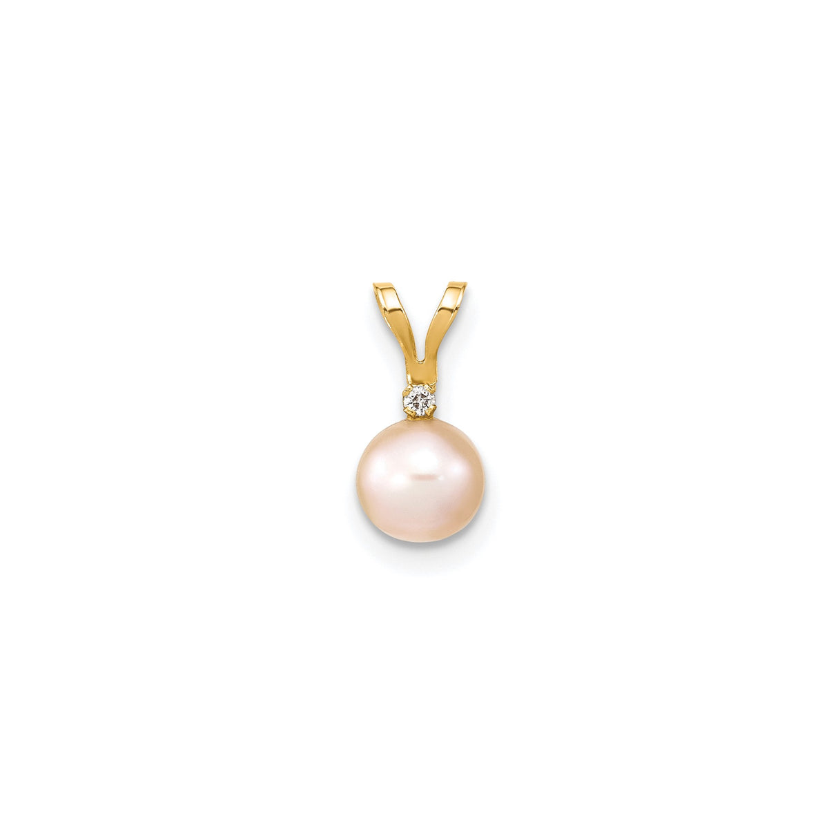 14k Yellow Gold Pendant with Cultured Pearl and Diamond Accent, Classic Charm for Women