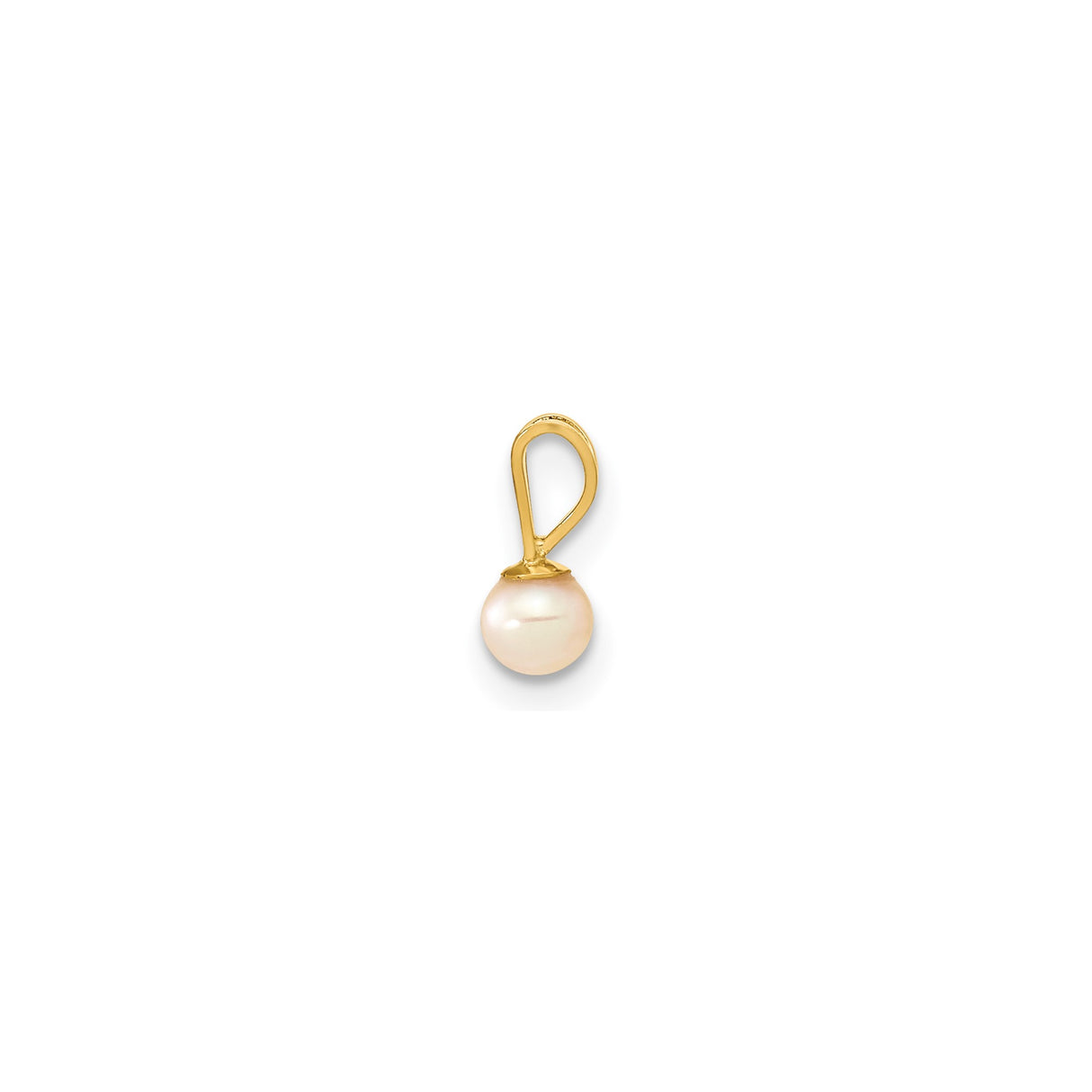 14k Yellow Gold Pendant with Cultured White Pearl, Minimalist Classic Design for Women