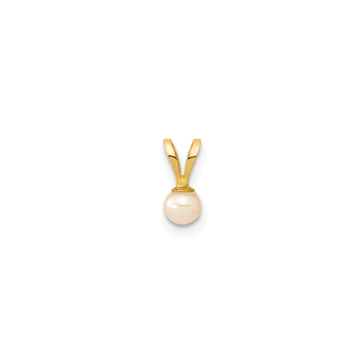 14k Yellow Gold Pendant with Cultured White Pearl, Minimalist Classic Design for Women