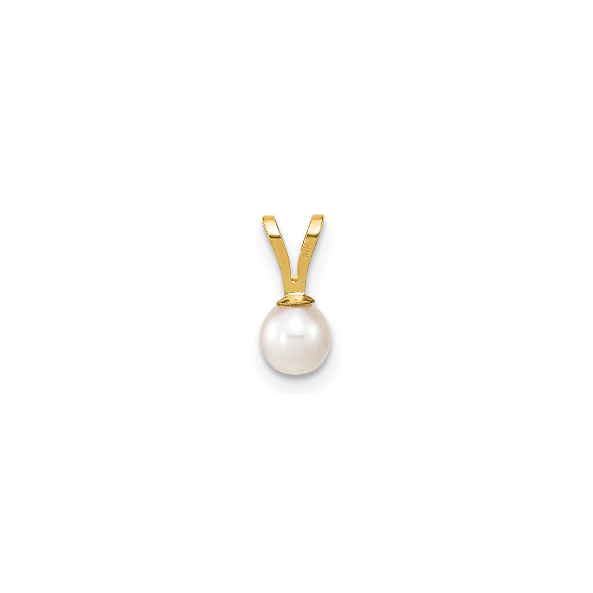 4 5mm Round White Cultured Pearl Charm Pendant in Real 14k Yellow Gold