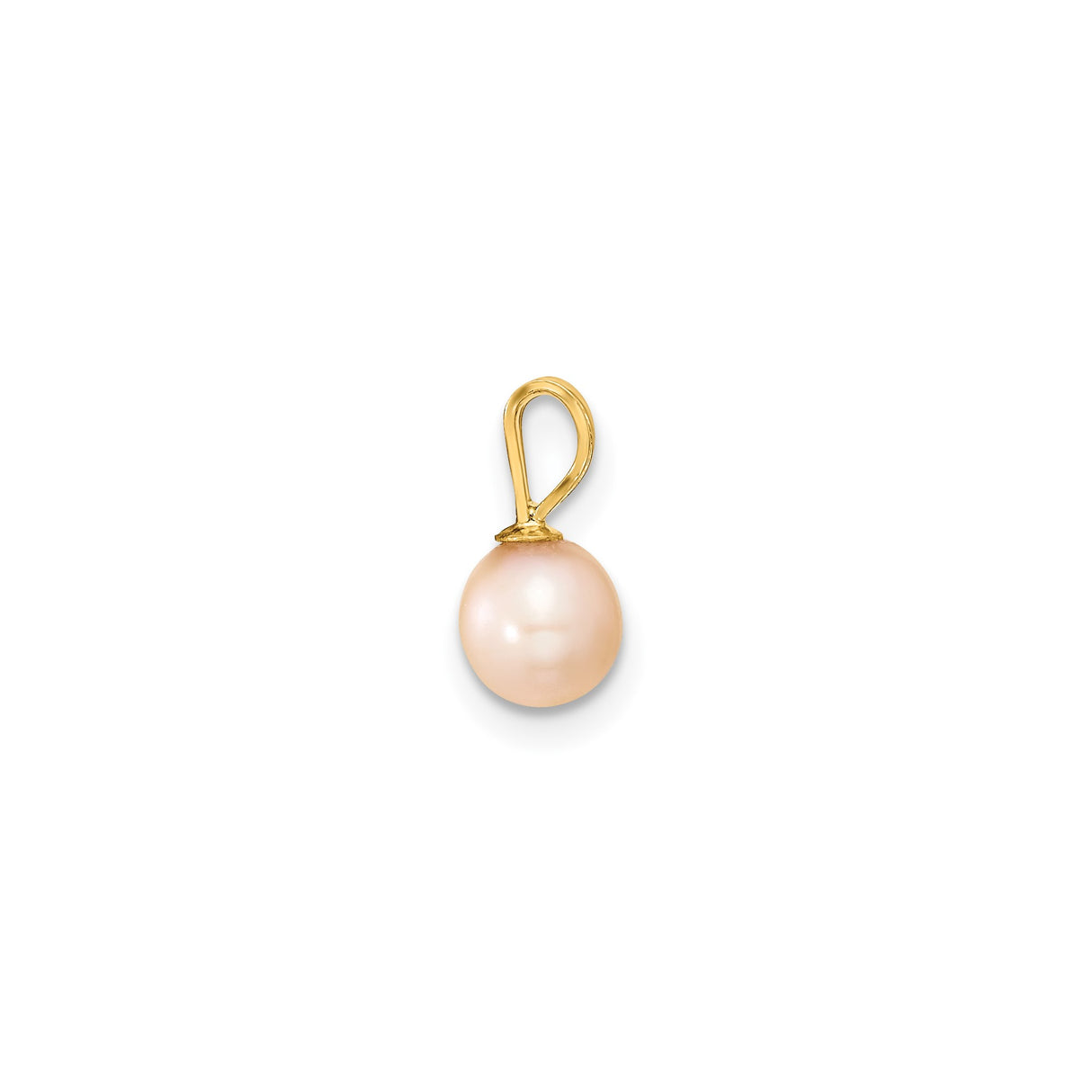 14k Yellow Gold Pendant with Round Cultured Pearl, Minimalist Bridal Jewelry Charm