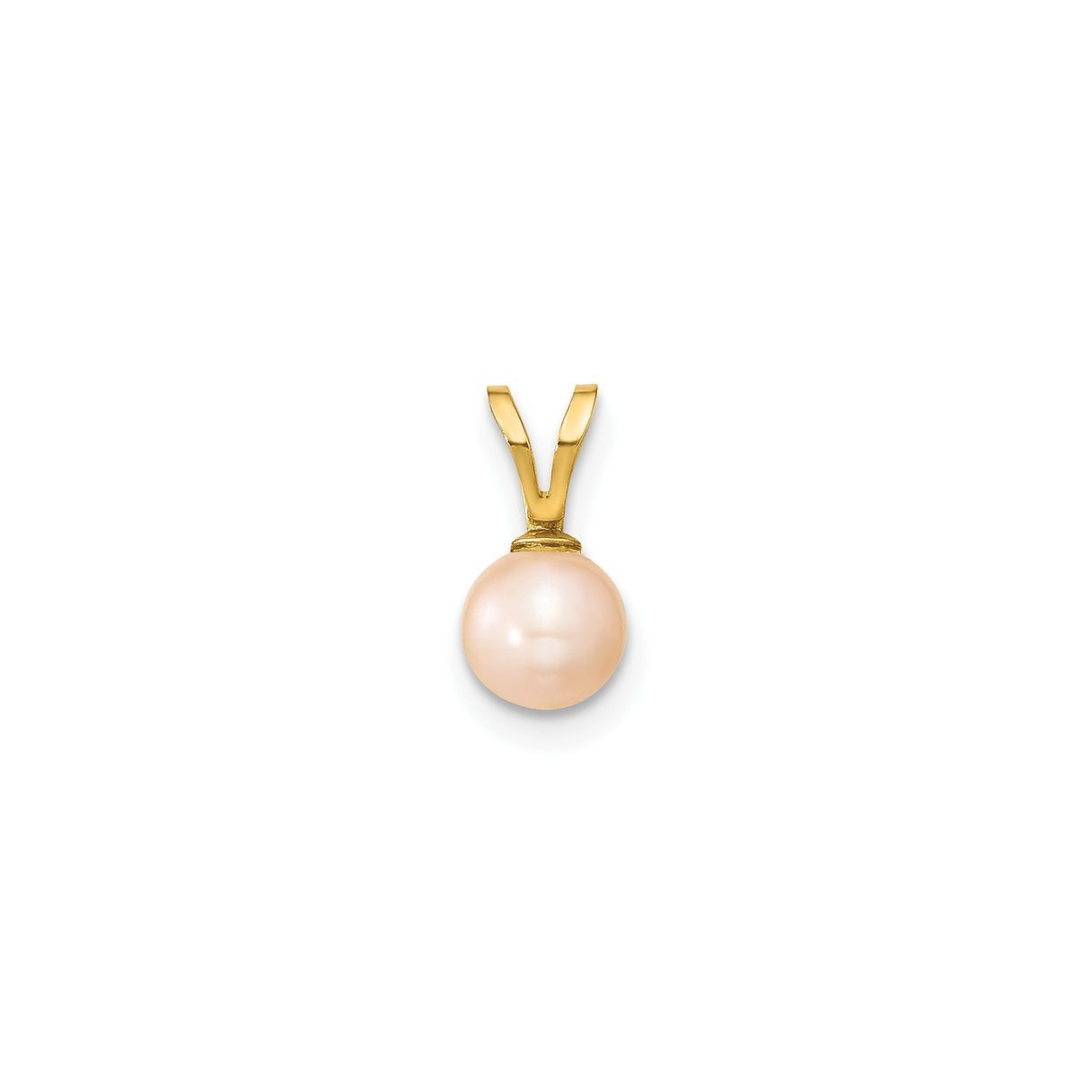 14k Yellow Gold Pendant with Round Cultured Pearl, Minimalist Bridal Jewelry Charm