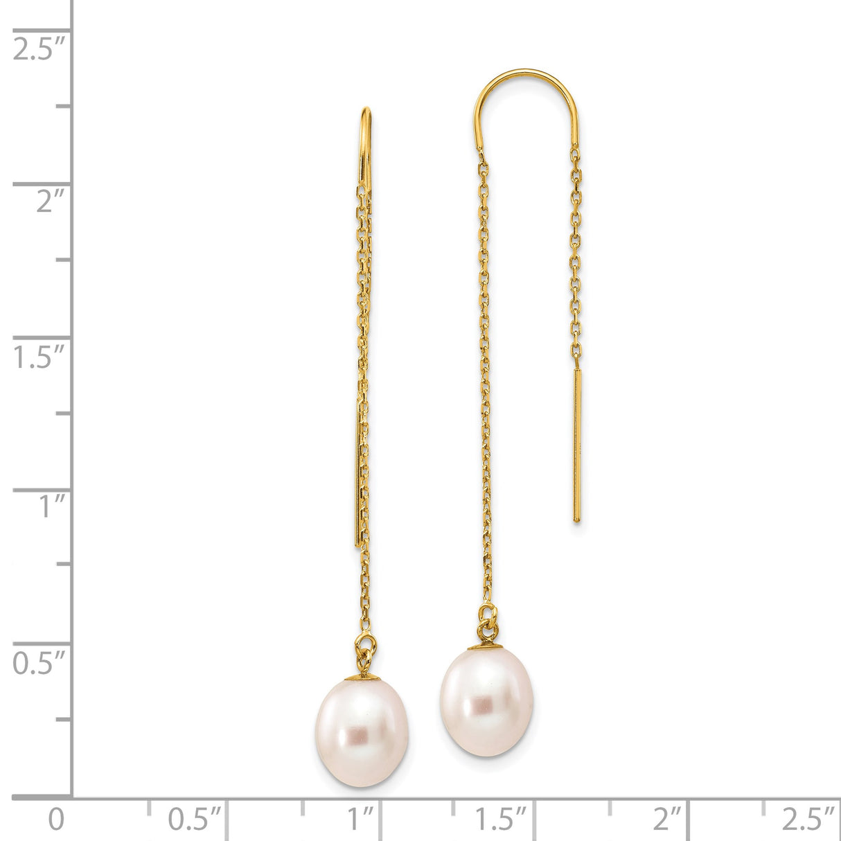 14k Yellow Gold Threader Earrings with Freshwater Pearl Drops, Minimalist Dangle Style