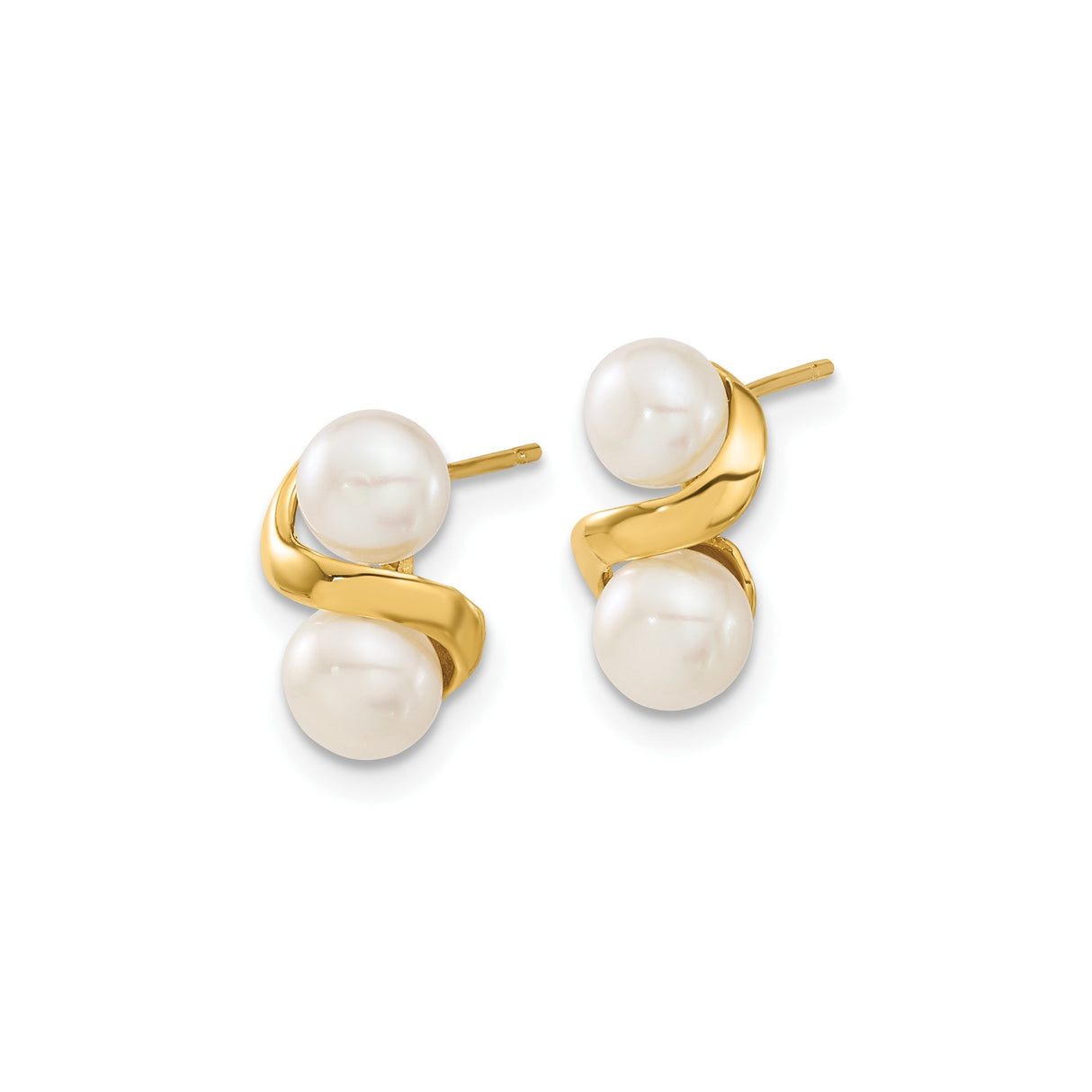 5-6mm Button FWC Pearl Earrings Charm Pendant in Real 14k Yellow Gold