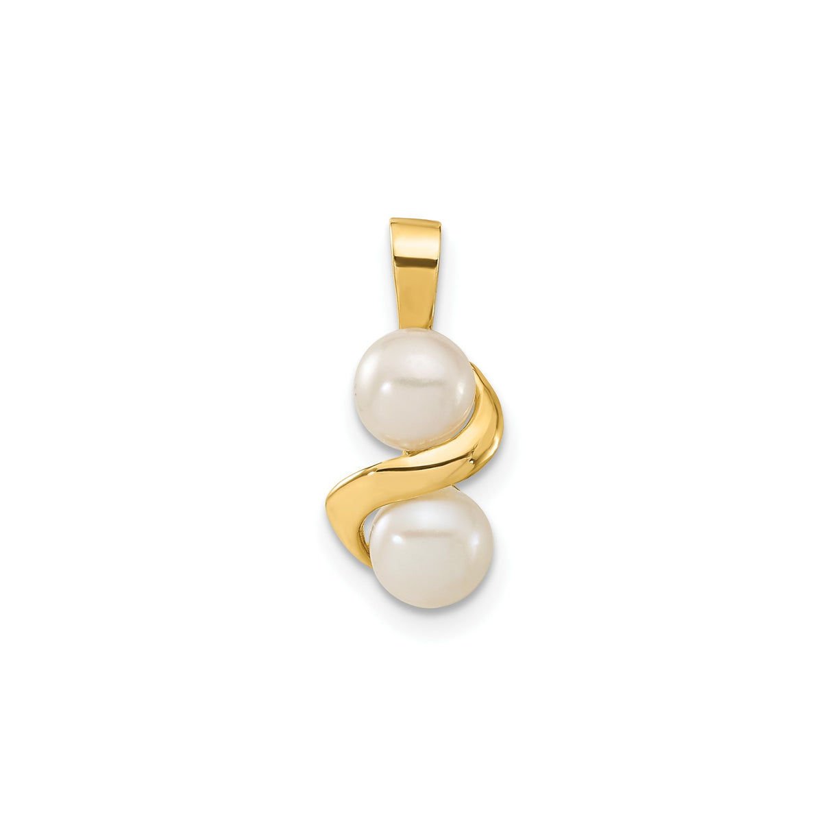 5-6mm Button FWC Pearl Earrings Charm Pendant in Real 14k Yellow Gold