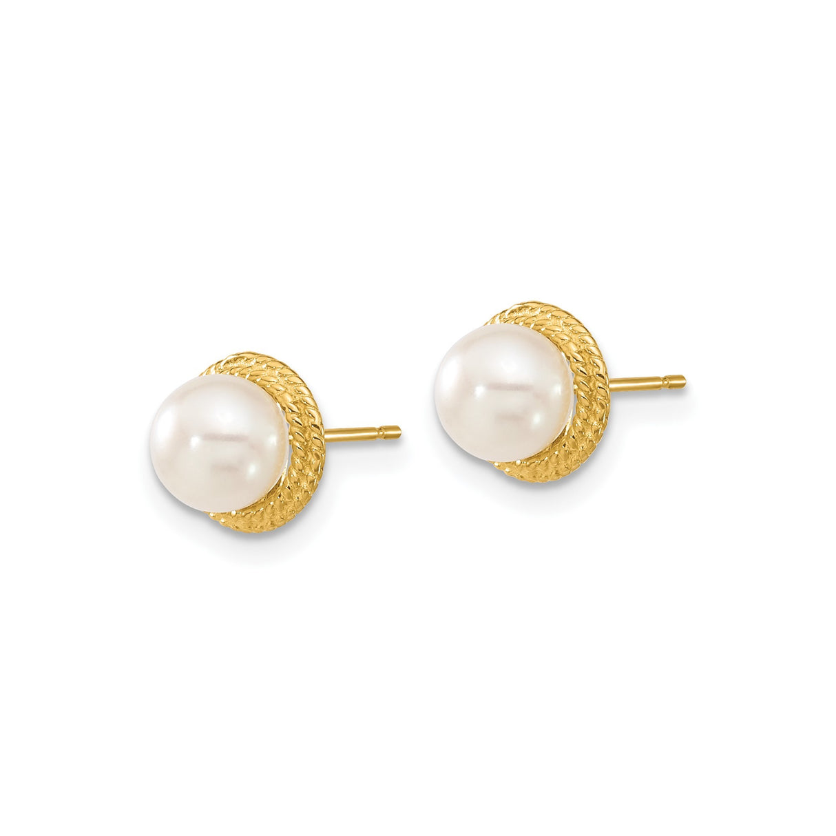 5-6mm Button FWC Pearl Earrings Charm Pendant in Real 14k Yellow Gold
