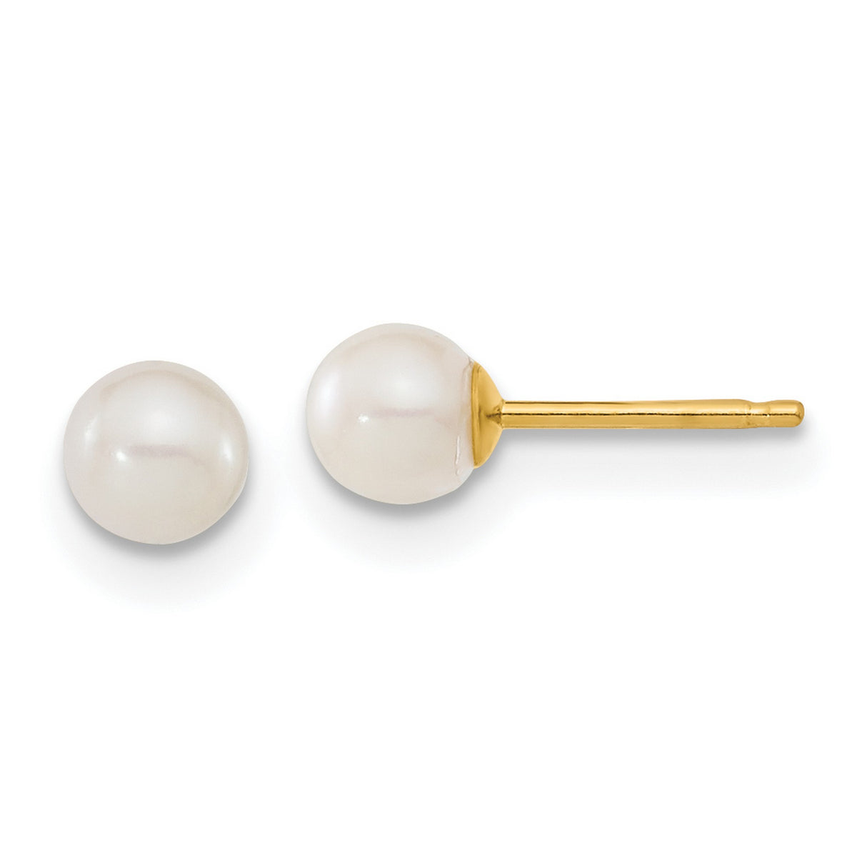 Kids 4-5mm FWC Pearl Earrings Charm Pendant in Real 14k Yellow Gold