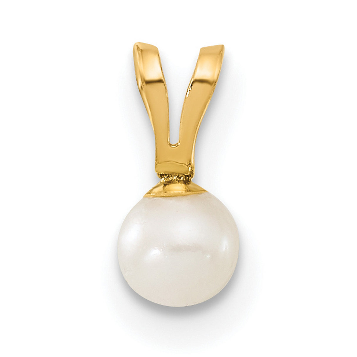 Kids 4-5mm FWC Pearl Earrings Charm Pendant in Real 14k Yellow Gold