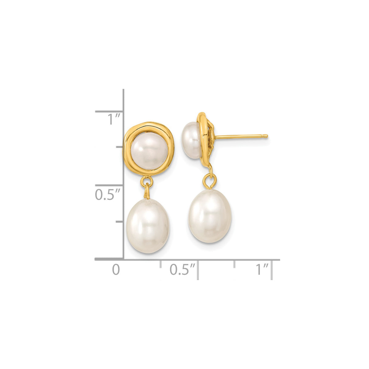 14k Yellow Gold Dangle Earrings with Teardrop Cultured Pearls, Classic Bridal Style