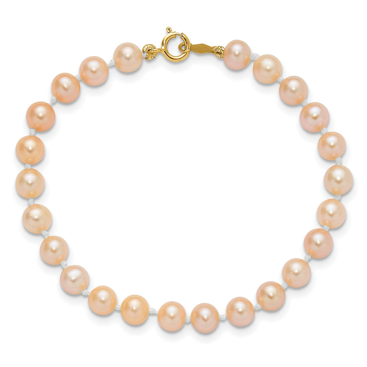 Childrens 4-5mm Pink Pearl Bracelet Earrings Set Charm Pendant in Real 14k Yellow Gold