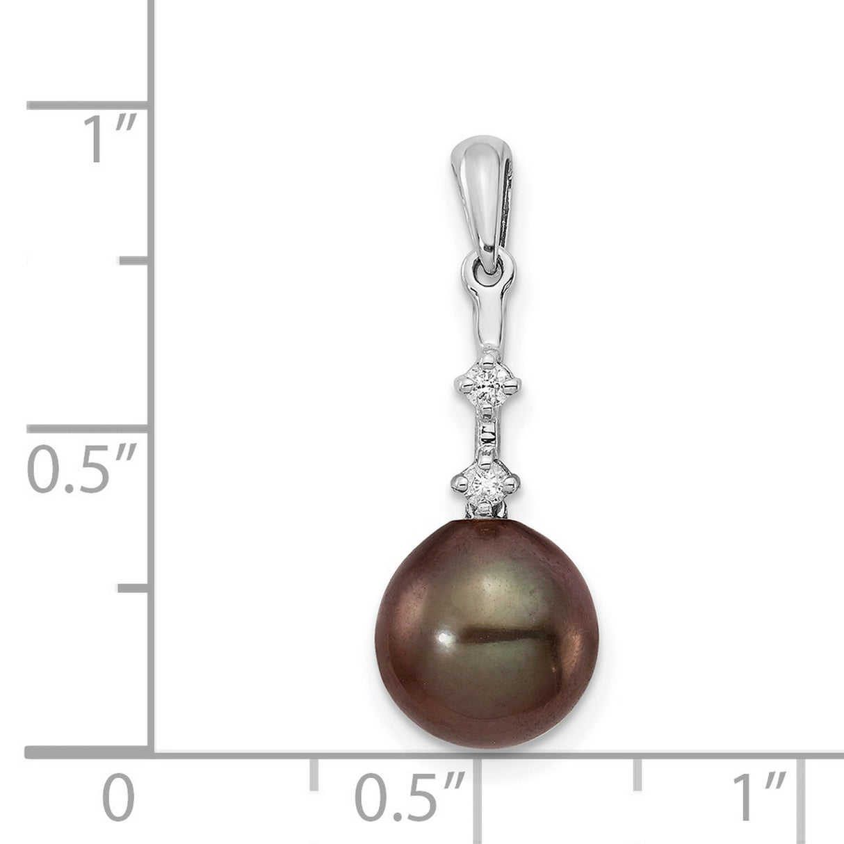 14k White Gold Pendant with Tahitian Pearl and Diamond Accents, Teardrop Design for Women
