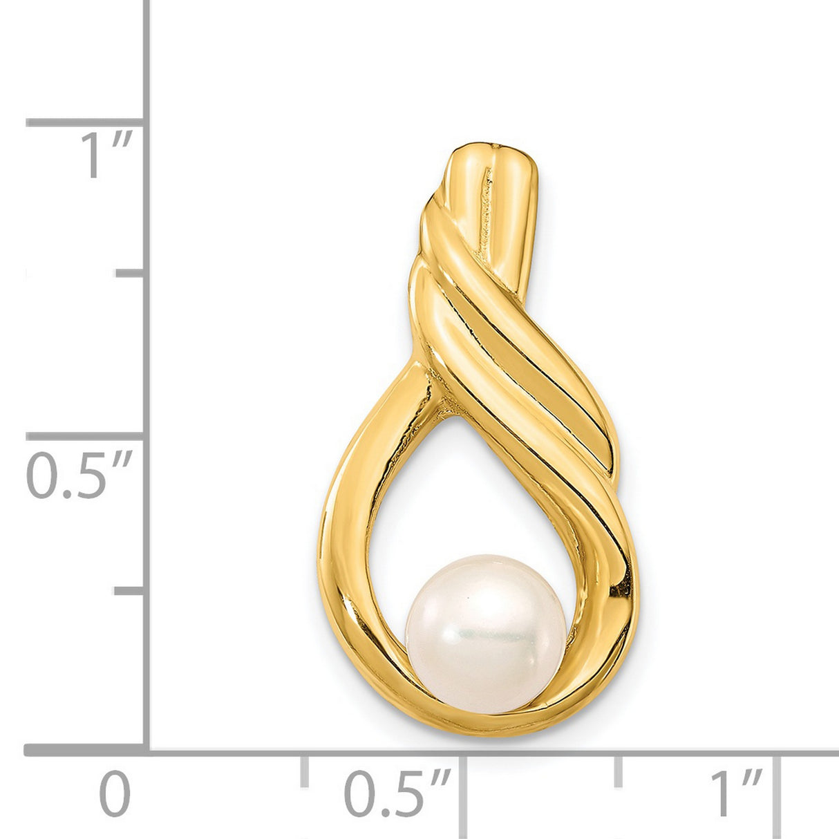 14k Yellow Gold Teardrop Pendant with White Cultured Pearl, Twisted Minimalist Design for Women