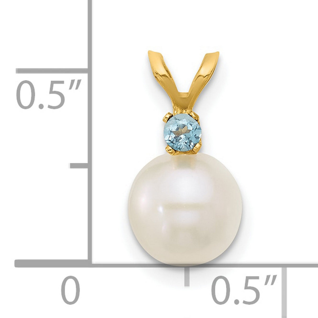 14k Yellow Gold Pendant with Swiss Blue Topaz and Freshwater Pearl, Classic Dainty Charm for Women