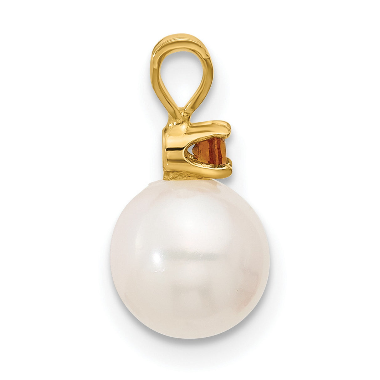 14k Yellow Gold Pendant with Citrine and White Pearl, Timeless Elegant Charm for Women