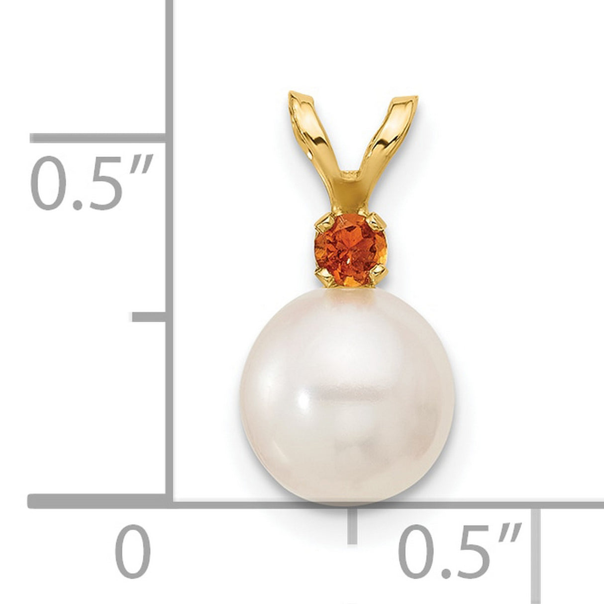14k Yellow Gold Pendant with Citrine and White Pearl, Timeless Elegant Charm for Women